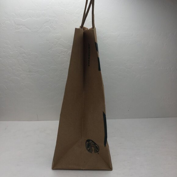 Starbucks Mermaid Environmental Eco-Friendly Brown Black Paper Bag With Handles - Picture 2 of 9